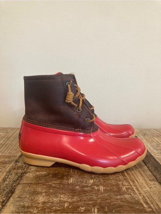Sperry Shoes - Sperry Womens Red Saltwater Waterproof Rubber Boots Sz 7 Duck Boots Mud Chore